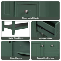 VanityFus 18.6-in Green Bathroom Vanity Single Sink Combo Undermount with Ceramic Top 1 door 3 drawers Adjustable Shelves