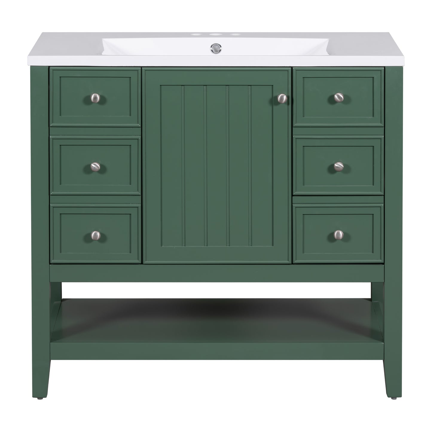 VanityFus 18.6-in Green Bathroom Vanity Single Sink Combo Undermount with Ceramic Top 1 door 3 drawers Adjustable Shelves