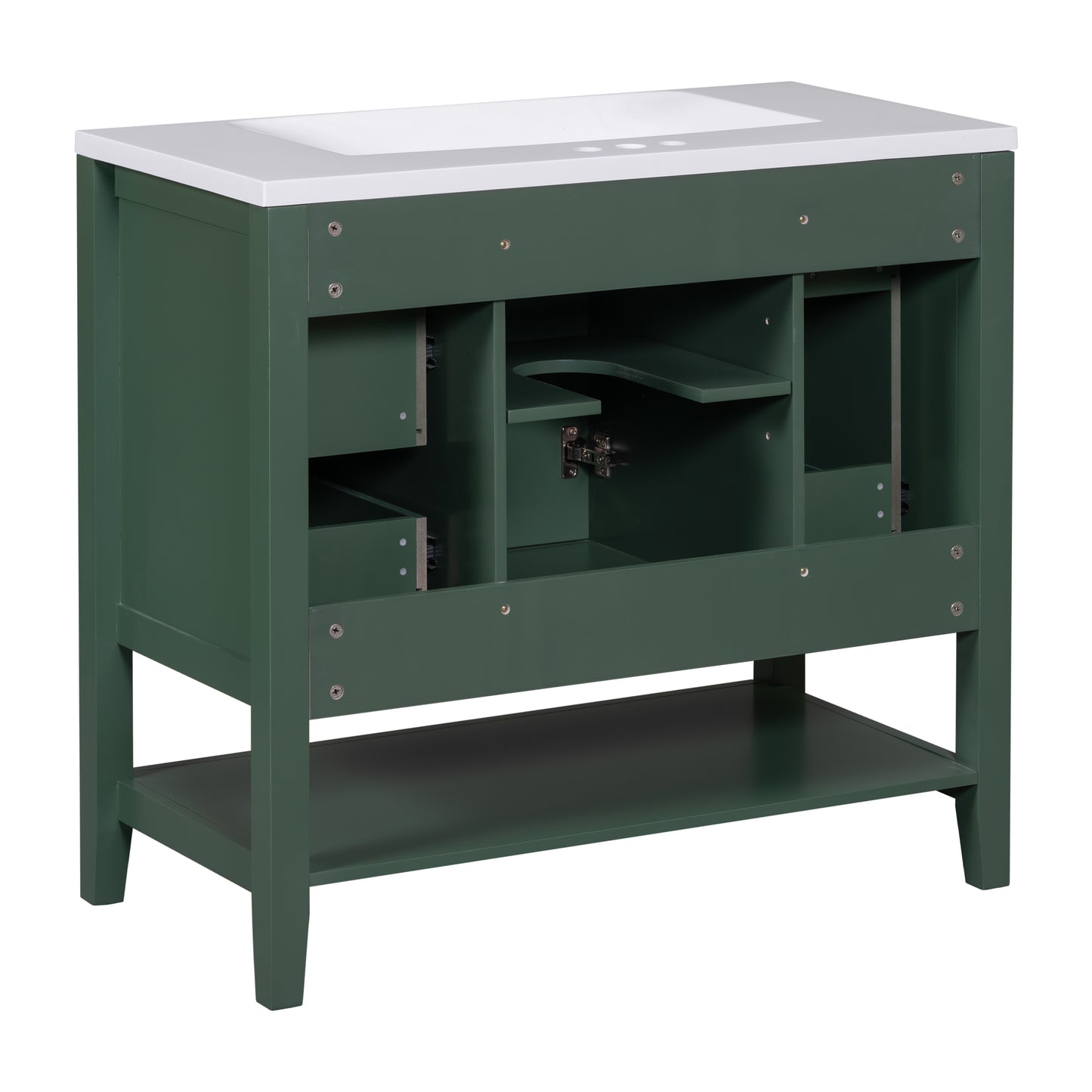 VanityFus 18.6-in Green Bathroom Vanity Single Sink Combo Undermount with Ceramic Top 1 door 3 drawers Adjustable Shelves