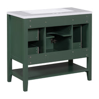 VanityFus 18.6-in Green Bathroom Vanity Single Sink Combo Undermount with Ceramic Top 1 door 3 drawers Adjustable Shelves