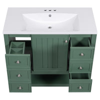 VanityFus 18.6-in Green Bathroom Vanity Single Sink Combo Undermount with Ceramic Top 1 door 3 drawers Adjustable Shelves