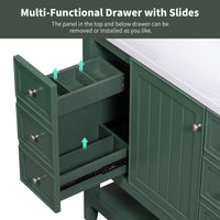 VanityFus 18.6-in Green Bathroom Vanity Single Sink Combo Undermount with Ceramic Top 1 door 3 drawers Adjustable Shelves