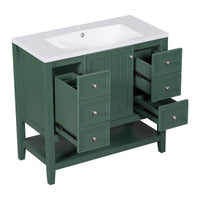 VanityFus 18.6-in Green Bathroom Vanity Single Sink Combo Undermount with Ceramic Top 1 door 3 drawers Adjustable Shelves