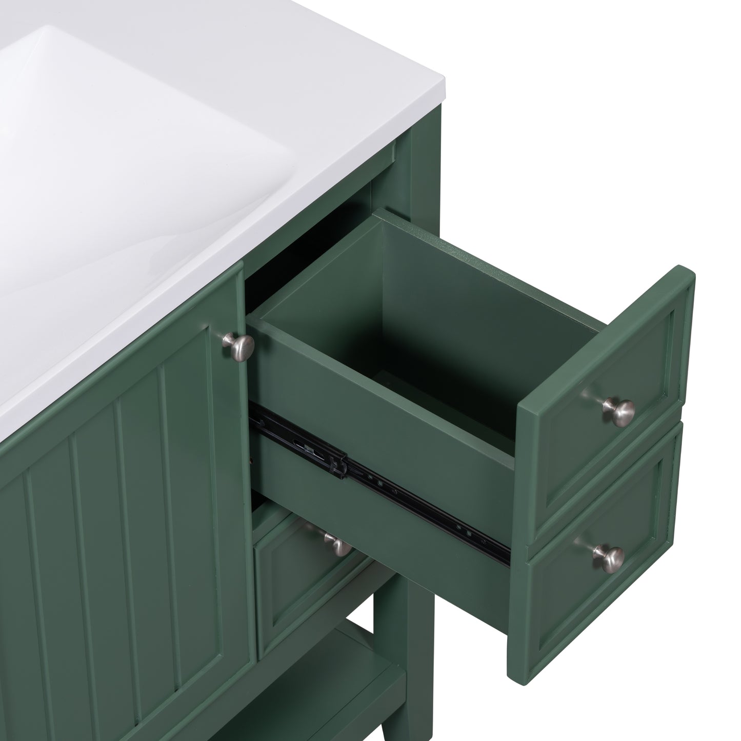 VanityFus 18.6-in Green Bathroom Vanity Single Sink Combo Undermount with Ceramic Top 1 door 3 drawers Adjustable Shelves