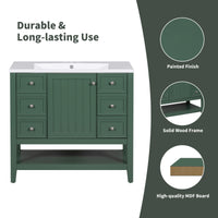 VanityFus 18.6-in Green Bathroom Vanity Single Sink Combo Undermount with Ceramic Top 1 door 3 drawers Adjustable Shelves