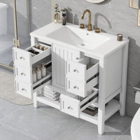 VanityFus 18.6-in White Bathroom Vanity Single Sink Combo Undermount with Ceramic Top 1 door 3 drawers Adjustable Shelves