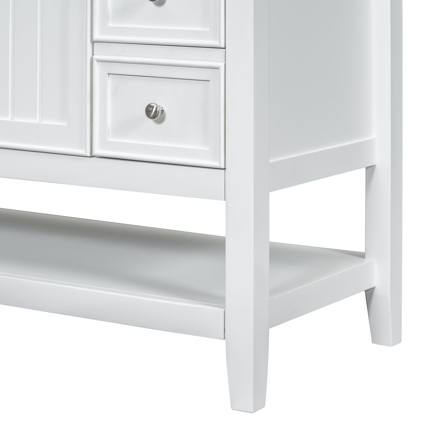 VanityFus 18.6-in White Bathroom Vanity Single Sink Combo Undermount with Ceramic Top 1 door 3 drawers Adjustable Shelves