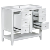 VanityFus 18.6-in White Bathroom Vanity Single Sink Combo Undermount with Ceramic Top 1 door 3 drawers Adjustable Shelves