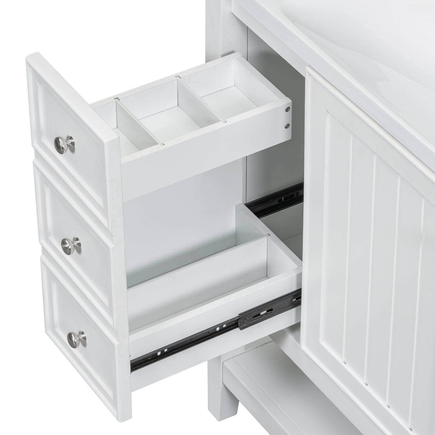 VanityFus 18.6-in White Bathroom Vanity Single Sink Combo Undermount with Ceramic Top 1 door 3 drawers Adjustable Shelves