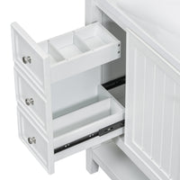 VanityFus 18.6-in White Bathroom Vanity Single Sink Combo Undermount with Ceramic Top 1 door 3 drawers Adjustable Shelves