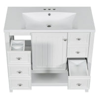 VanityFus 18.6-in White Bathroom Vanity Single Sink Combo Undermount with Ceramic Top 1 door 3 drawers Adjustable Shelves