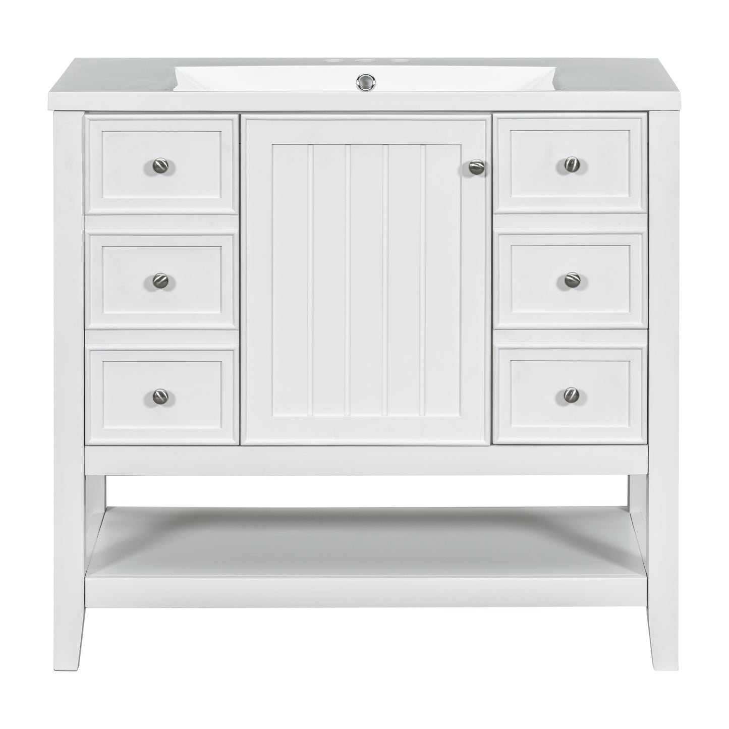 VanityFus 18.6-in White Bathroom Vanity Single Sink Combo Undermount with Ceramic Top 1 door 3 drawers Adjustable Shelves