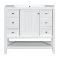 VanityFus 18.6-in White Bathroom Vanity Single Sink Combo Undermount with Ceramic Top 1 door 3 drawers Adjustable Shelves
