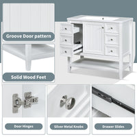 VanityFus 18.6-in White Bathroom Vanity Single Sink Combo Undermount with Ceramic Top 1 door 3 drawers Adjustable Shelves