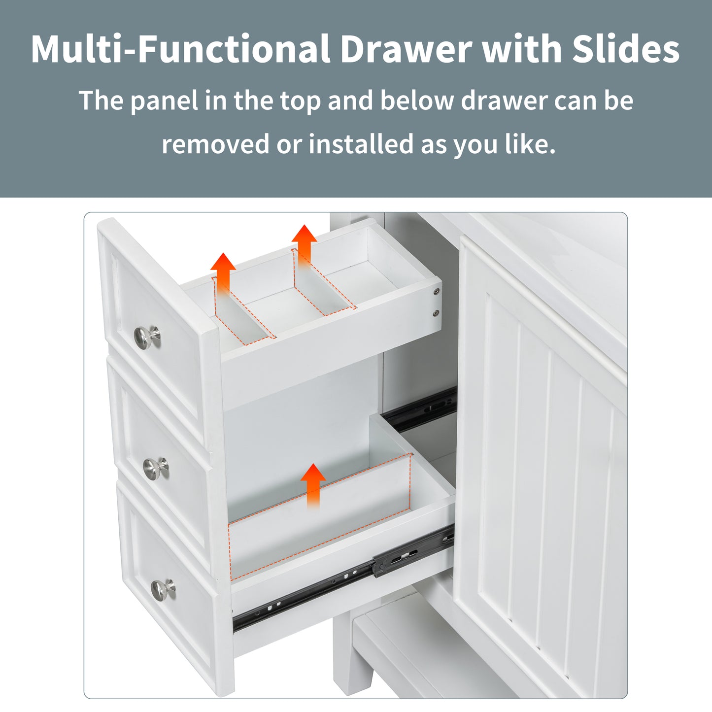 VanityFus 18.6-in White Bathroom Vanity Single Sink Combo Undermount with Ceramic Top 1 door 3 drawers Adjustable Shelves