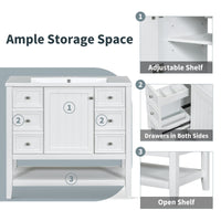 VanityFus 18.6-in White Bathroom Vanity Single Sink Combo Undermount with Ceramic Top 1 door 3 drawers Adjustable Shelves