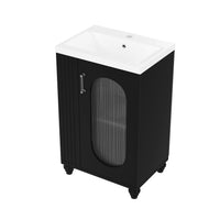 VanityFus 20-in Black Bathroom Vanity Single Sink Combo Ceramic Top 1 Soft Close Door Undermount Adjustable Shelves