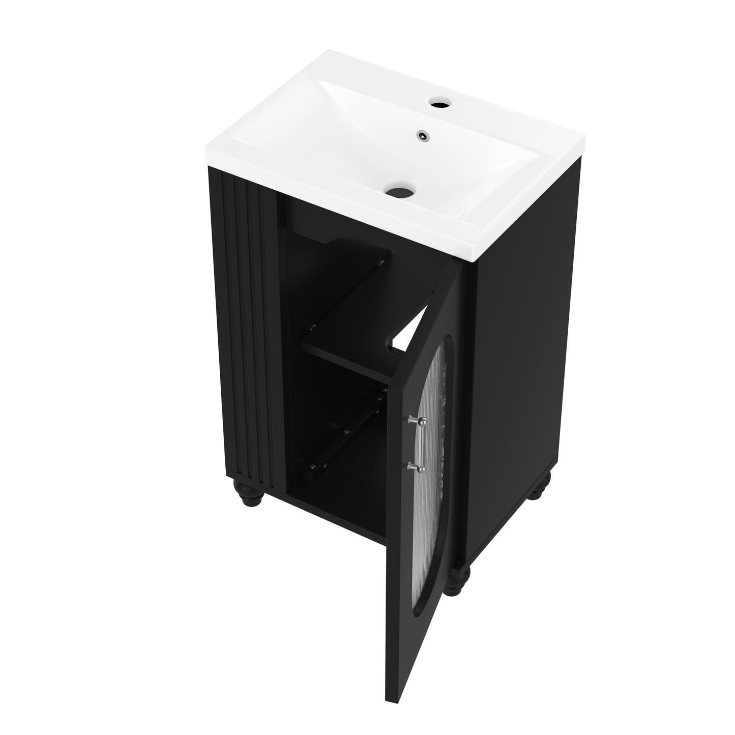 VanityFus 20-in Black Bathroom Vanity Single Sink Combo Ceramic Top 1 Soft Close Door Undermount Adjustable Shelves