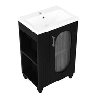 VanityFus 20-in Black Bathroom Vanity Single Sink Combo Ceramic Top 1 Soft Close Door Undermount Adjustable Shelves