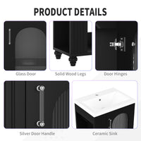 VanityFus 20-in Black Bathroom Vanity Single Sink Combo Ceramic Top 1 Soft Close Door Undermount Adjustable Shelves
