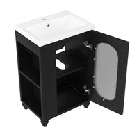 VanityFus 20-in Black Bathroom Vanity Single Sink Combo Ceramic Top 1 Soft Close Door Undermount Adjustable Shelves