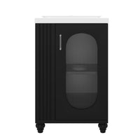 VanityFus 20-in Black Bathroom Vanity Single Sink Combo Ceramic Top 1 Soft Close Door Undermount Adjustable Shelves