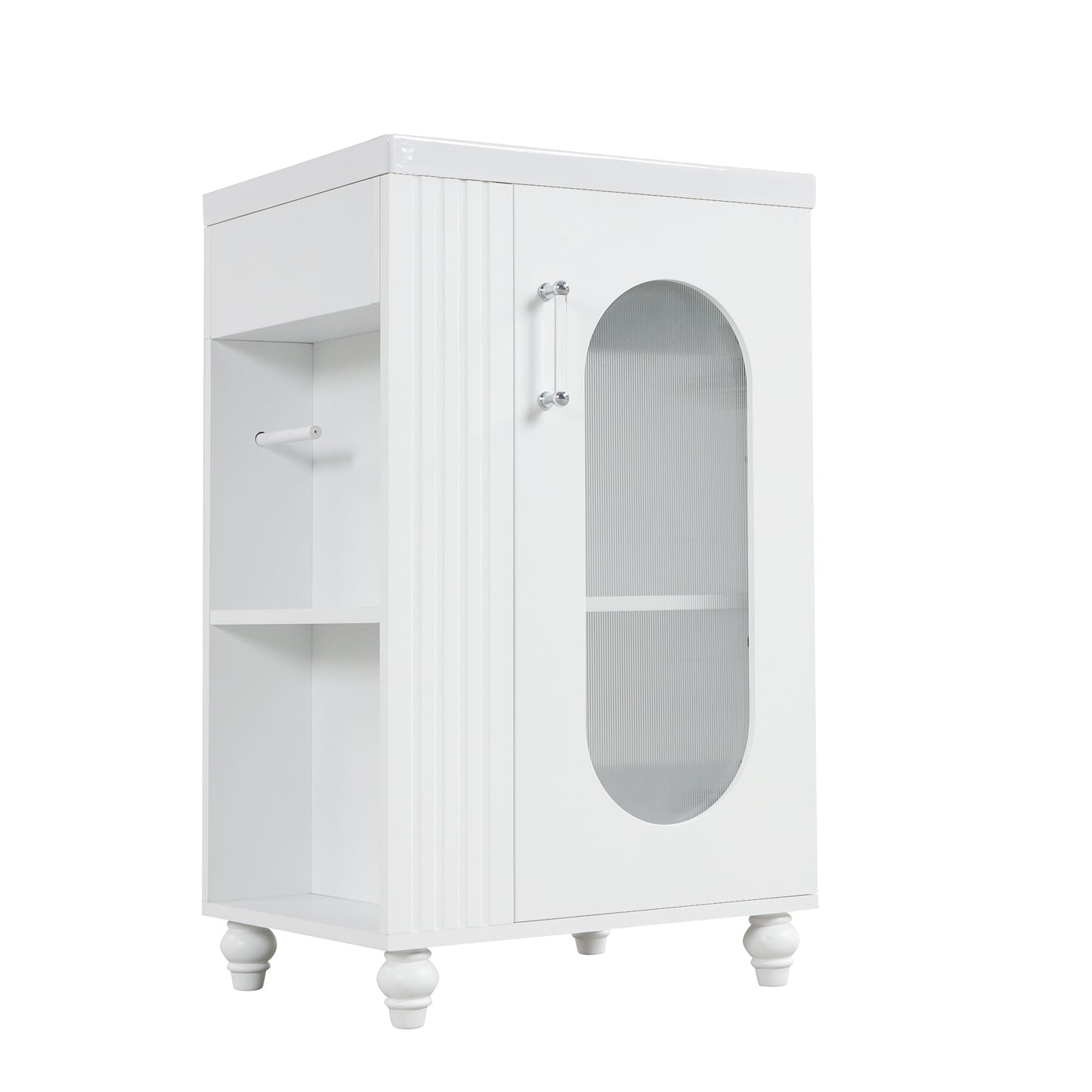 VanityFus 20-in White Bathroom Vanity Single Sink Combo Ceramic Top 1 Soft Close Door Undermount Adjustable Shelves