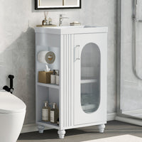 VanityFus 20-in White Bathroom Vanity Single Sink Combo Ceramic Top 1 Soft Close Door Undermount Adjustable Shelves
