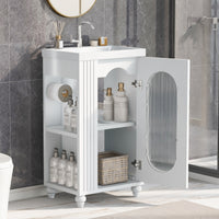 VanityFus 20-in White Bathroom Vanity Single Sink Combo Ceramic Top 1 Soft Close Door Undermount Adjustable Shelves
