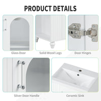 VanityFus 20-in White Bathroom Vanity Single Sink Combo Ceramic Top 1 Soft Close Door Undermount Adjustable Shelves