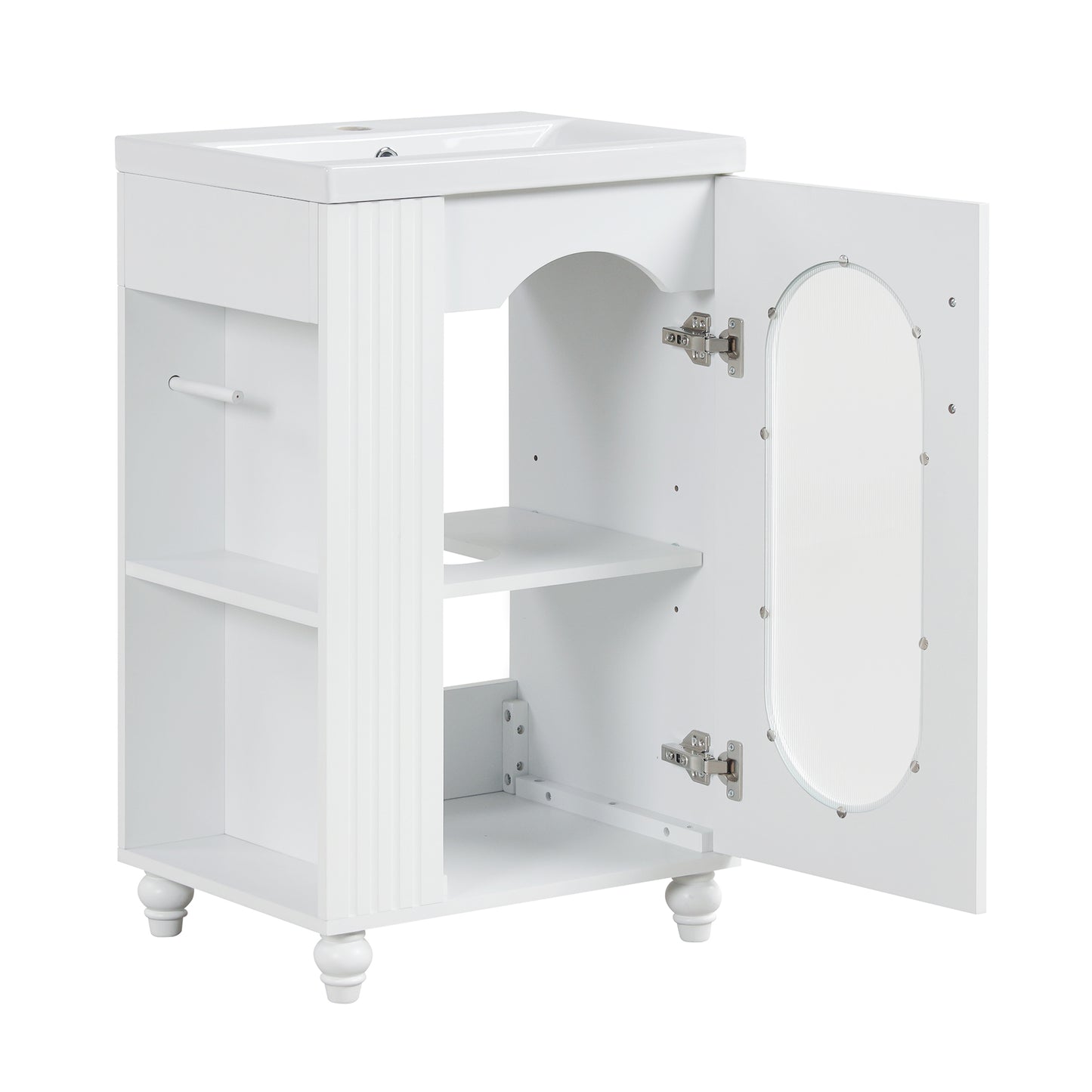 VanityFus 20-in White Bathroom Vanity Single Sink Combo Ceramic Top 1 Soft Close Door Undermount Adjustable Shelves