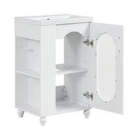 VanityFus 20-in White Bathroom Vanity Single Sink Combo Ceramic Top 1 Soft Close Door Undermount Adjustable Shelves
