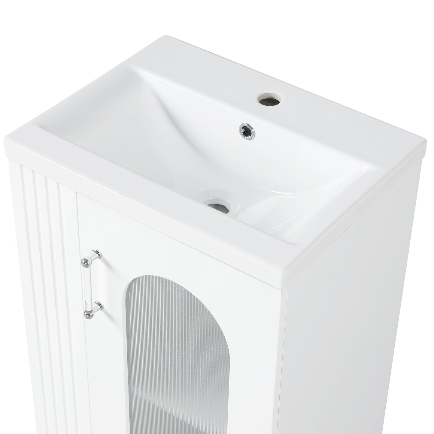 VanityFus 20-in White Bathroom Vanity Single Sink Combo Ceramic Top 1 Soft Close Door Undermount Adjustable Shelves