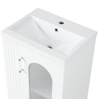 VanityFus 20-in White Bathroom Vanity Single Sink Combo Ceramic Top 1 Soft Close Door Undermount Adjustable Shelves