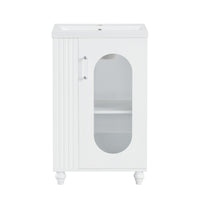 VanityFus 20-in White Bathroom Vanity Single Sink Combo Ceramic Top 1 Soft Close Door Undermount Adjustable Shelves