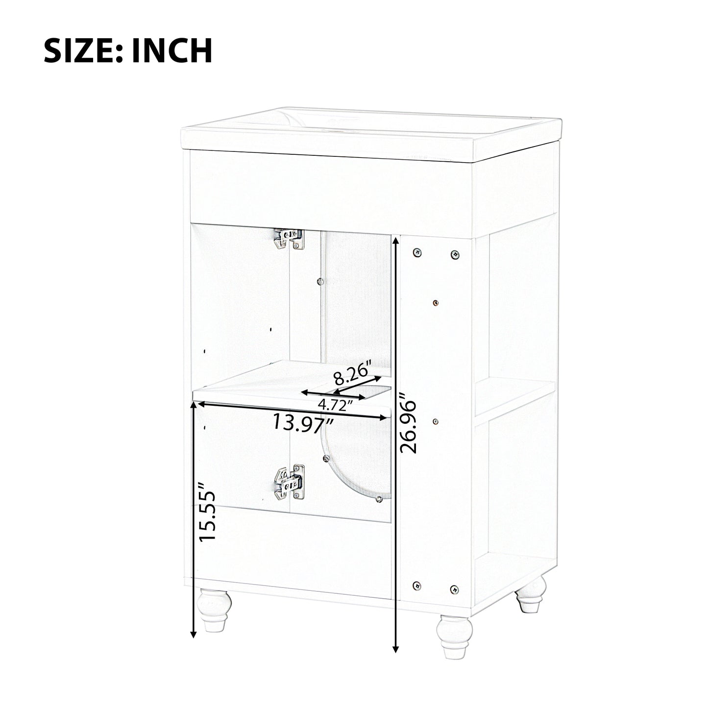 VanityFus 20-in White Bathroom Vanity Single Sink Combo Ceramic Top 1 Soft Close Door Undermount Adjustable Shelves