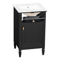 VanityFus 20-in Bathroom Vanity Black Single Sink Combo with Ceramic Top 1 Soft Close Door 1 Drawer Adjustable Shelves