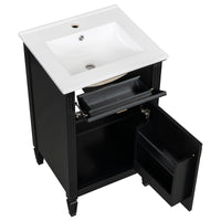 VanityFus 20-in Bathroom Vanity Black Single Sink Combo with Ceramic Top 1 Soft Close Door 1 Drawer Adjustable Shelves