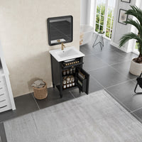 VanityFus 20-in Bathroom Vanity Black Single Sink Combo with Ceramic Top 1 Soft Close Door 1 Drawer Adjustable Shelves