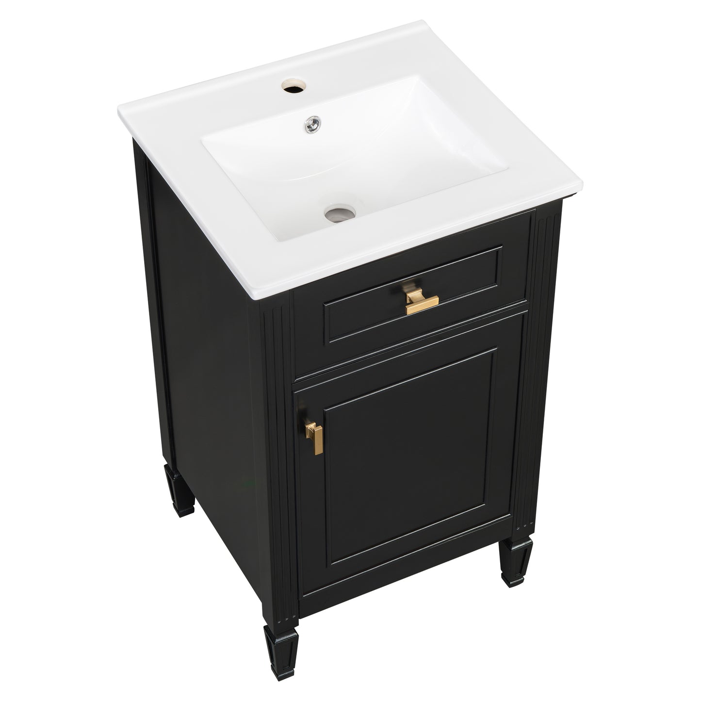 VanityFus 20-in Bathroom Vanity Black Single Sink Combo with Ceramic Top 1 Soft Close Door 1 Drawer Adjustable Shelves