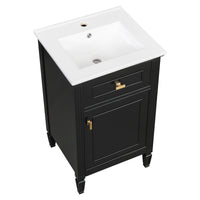VanityFus 20-in Bathroom Vanity Black Single Sink Combo with Ceramic Top 1 Soft Close Door 1 Drawer Adjustable Shelves
