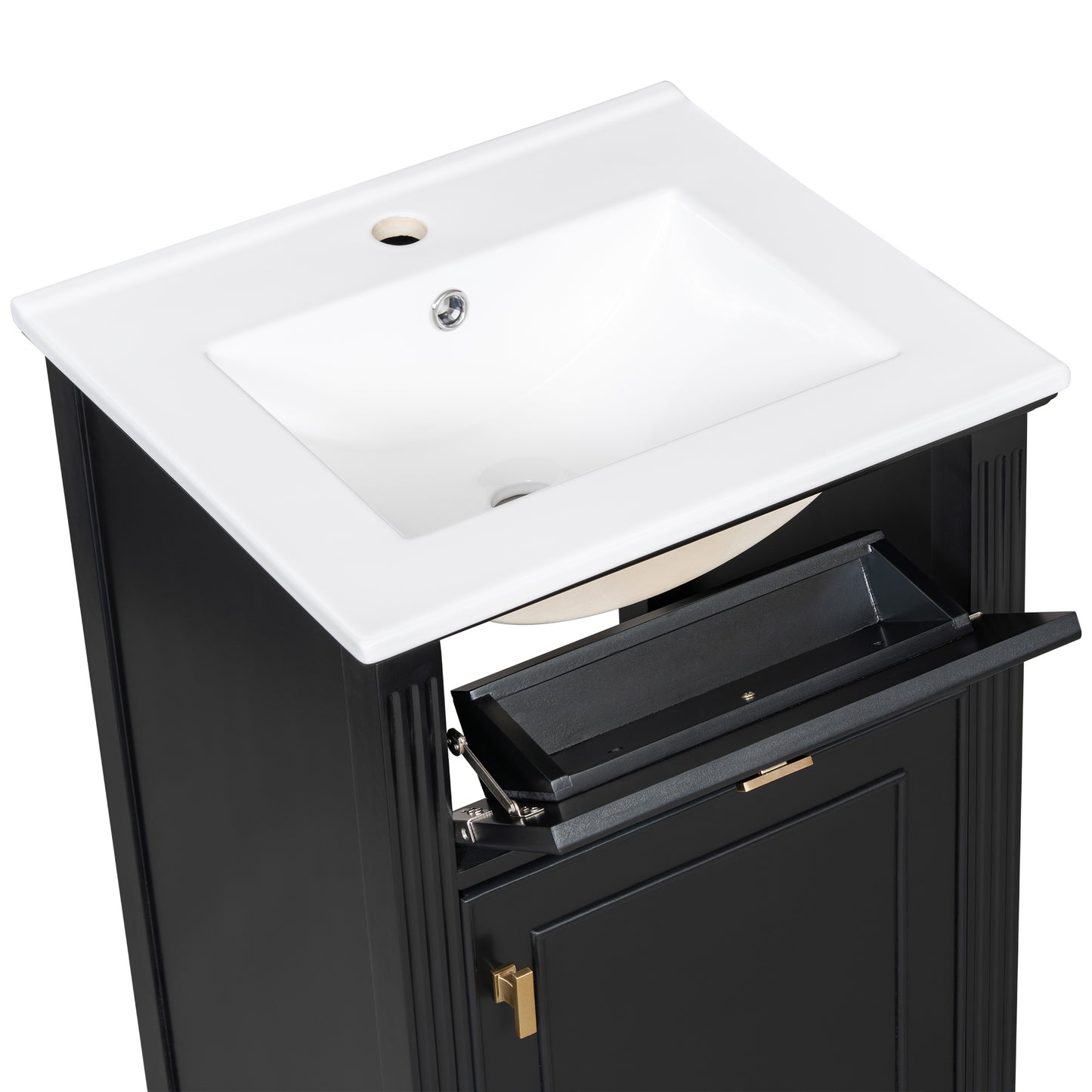 VanityFus 20-in Bathroom Vanity Black Single Sink Combo with Ceramic Top 1 Soft Close Door 1 Drawer Adjustable Shelves
