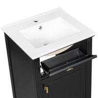 VanityFus 20-in Bathroom Vanity Black Single Sink Combo with Ceramic Top 1 Soft Close Door 1 Drawer Adjustable Shelves