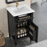 VanityFus 20-in Bathroom Vanity Black Single Sink Combo with Ceramic Top 1 Soft Close Door 1 Drawer Adjustable Shelves