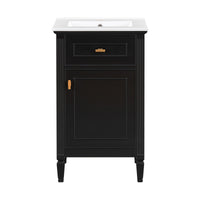 VanityFus 20-in Bathroom Vanity Black Single Sink Combo with Ceramic Top 1 Soft Close Door 1 Drawer Adjustable Shelves