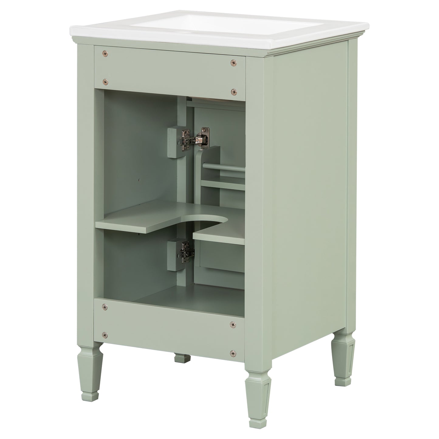 VanityFus 20-in Bathroom Vanity Green Single Sink Combo with Ceramic Top 1 Soft Close Door 1 Drawer Adjustable Shelves