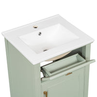 VanityFus 20-in Bathroom Vanity Green Single Sink Combo with Ceramic Top 1 Soft Close Door 1 Drawer Adjustable Shelves