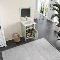 VanityFus 20-in Bathroom Vanity Green Single Sink Combo with Ceramic Top 1 Soft Close Door 1 Drawer Adjustable Shelves