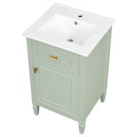 VanityFus 20-in Bathroom Vanity Green Single Sink Combo with Ceramic Top 1 Soft Close Door 1 Drawer Adjustable Shelves