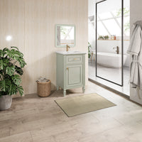 VanityFus 20-in Bathroom Vanity Green Single Sink Combo with Ceramic Top 1 Soft Close Door 1 Drawer Adjustable Shelves